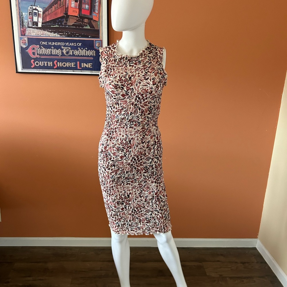 VIVANCE shirred sleeveless floral midi/maxi dress